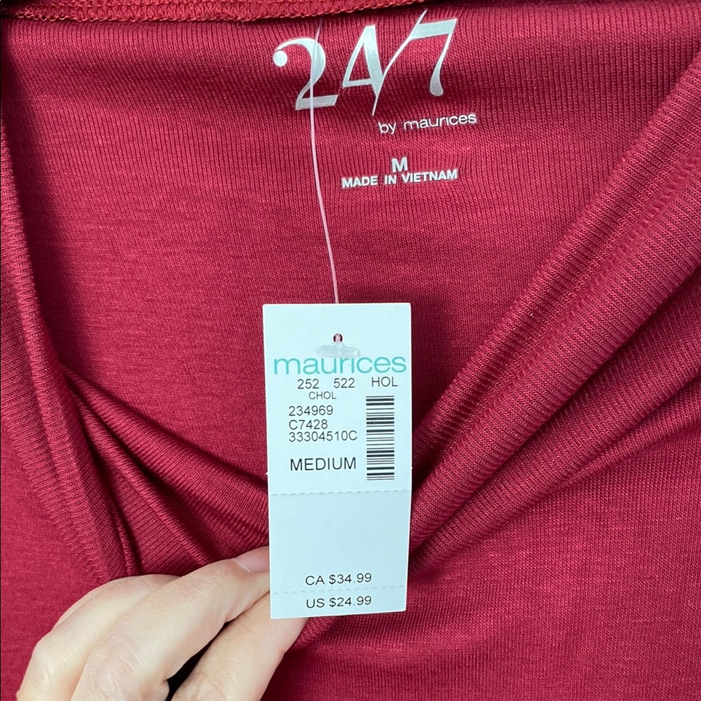 Maurices 24/7 Raspberry Long Sleeve Tee - Picture 2 of 3